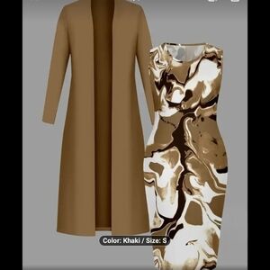 Elegant Brown and Cream Maxi Dress Set